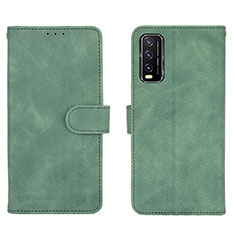 Leather Case Stands Flip Cover Holder L01Z for Vivo Y20 Green