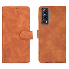 Leather Case Stands Flip Cover Holder L01Z for Vivo Y72 5G Brown