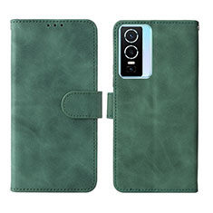 Leather Case Stands Flip Cover Holder L01Z for Vivo Y76 5G Green