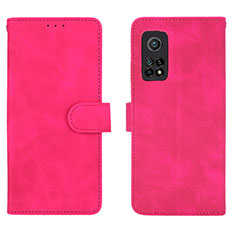 Leather Case Stands Flip Cover Holder L01Z for Xiaomi Mi 10T 5G Hot Pink