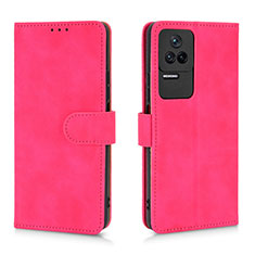 Leather Case Stands Flip Cover Holder L01Z for Xiaomi Poco F4 5G Hot Pink