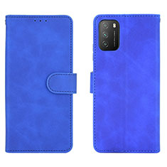 Leather Case Stands Flip Cover Holder L01Z for Xiaomi Poco M3 Blue