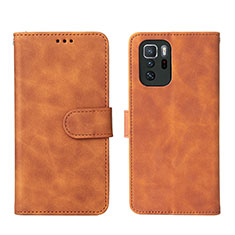 Leather Case Stands Flip Cover Holder L01Z for Xiaomi Poco X3 GT 5G Brown
