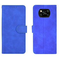 Leather Case Stands Flip Cover Holder L01Z for Xiaomi Poco X3 NFC Blue