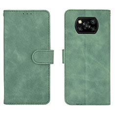 Leather Case Stands Flip Cover Holder L01Z for Xiaomi Poco X3 NFC Green