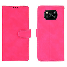 Leather Case Stands Flip Cover Holder L01Z for Xiaomi Poco X3 NFC Hot Pink