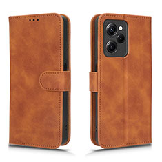 Leather Case Stands Flip Cover Holder L01Z for Xiaomi Poco X5 Pro 5G Brown