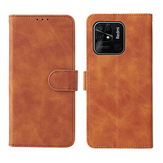 Leather Case Stands Flip Cover Holder L01Z for Xiaomi Redmi 10C 4G Brown