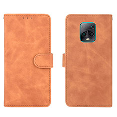 Leather Case Stands Flip Cover Holder L01Z for Xiaomi Redmi 10X Pro 5G Brown