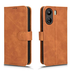 Leather Case Stands Flip Cover Holder L01Z for Xiaomi Redmi 13C Brown