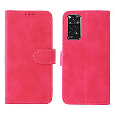Leather Case Stands Flip Cover Holder L01Z for Xiaomi Redmi Note 11 4G (2022) Hot Pink
