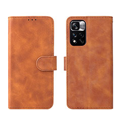 Leather Case Stands Flip Cover Holder L01Z for Xiaomi Redmi Note 11S 5G Brown