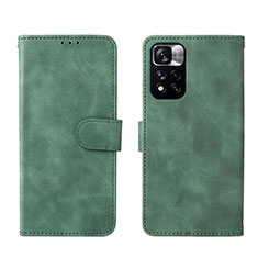 Leather Case Stands Flip Cover Holder L01Z for Xiaomi Redmi Note 11S 5G Green