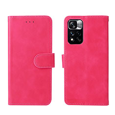 Leather Case Stands Flip Cover Holder L01Z for Xiaomi Redmi Note 11S 5G Hot Pink