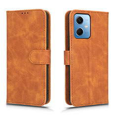 Leather Case Stands Flip Cover Holder L01Z for Xiaomi Redmi Note 12 5G Brown