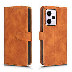 Leather Case Stands Flip Cover Holder L01Z for Xiaomi Redmi Note 12 Pro 5G Brown