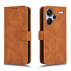 Leather Case Stands Flip Cover Holder L01Z for Xiaomi Redmi Note 13 Pro+ Plus 5G Brown