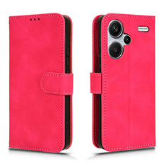 Leather Case Stands Flip Cover Holder L01Z for Xiaomi Redmi Note 13 Pro+ Plus 5G Hot Pink