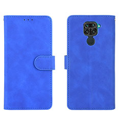 Leather Case Stands Flip Cover Holder L01Z for Xiaomi Redmi Note 9 Blue