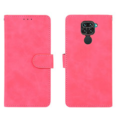 Leather Case Stands Flip Cover Holder L01Z for Xiaomi Redmi Note 9 Hot Pink