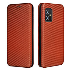 Leather Case Stands Flip Cover Holder L02Z for Asus Zenfone 8 ZS590KS Brown