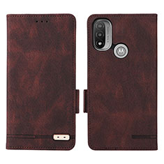 Leather Case Stands Flip Cover Holder L02Z for Motorola Moto E30 Brown