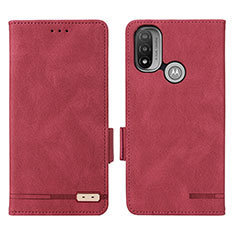 Leather Case Stands Flip Cover Holder L02Z for Motorola Moto E30 Red