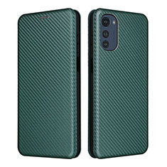 Leather Case Stands Flip Cover Holder L02Z for Motorola Moto E32 Green