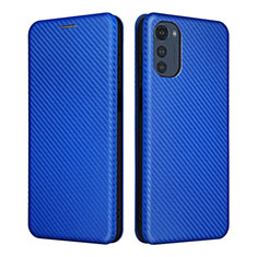 Leather Case Stands Flip Cover Holder L02Z for Motorola Moto E32s Blue