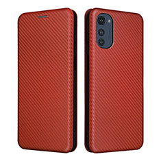 Leather Case Stands Flip Cover Holder L02Z for Motorola Moto E32s Brown