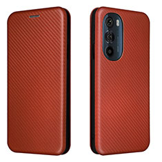 Leather Case Stands Flip Cover Holder L02Z for Motorola Moto Edge 30 Pro 5G Brown