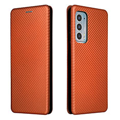 Leather Case Stands Flip Cover Holder L02Z for Motorola Moto Edge Lite 5G Brown