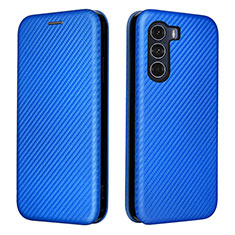 Leather Case Stands Flip Cover Holder L02Z for Motorola Moto G200 5G Blue