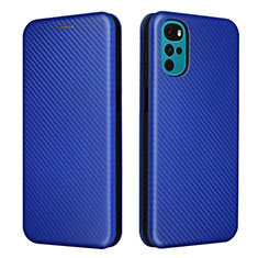 Leather Case Stands Flip Cover Holder L02Z for Motorola Moto G22 Blue