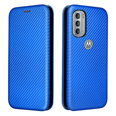 Leather Case Stands Flip Cover Holder L02Z for Motorola Moto G31 Blue