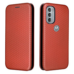 Leather Case Stands Flip Cover Holder L02Z for Motorola Moto G41 Brown