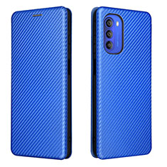 Leather Case Stands Flip Cover Holder L02Z for Motorola Moto G51 5G Blue