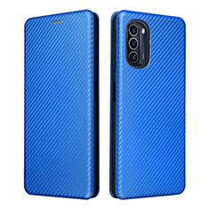Leather Case Stands Flip Cover Holder L02Z for Motorola Moto G52j 5G Blue
