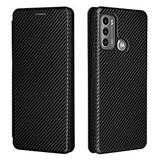 Leather Case Stands Flip Cover Holder L02Z for Motorola Moto G60 Black