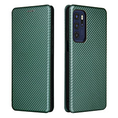 Leather Case Stands Flip Cover Holder L02Z for Motorola Moto G60s Green