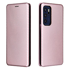 Leather Case Stands Flip Cover Holder L02Z for Motorola Moto G60s Rose Gold