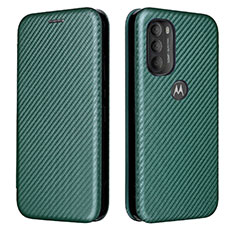 Leather Case Stands Flip Cover Holder L02Z for Motorola Moto G71 5G Green