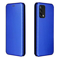 Leather Case Stands Flip Cover Holder L02Z for Oppo A74 4G Blue