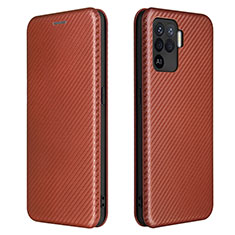 Leather Case Stands Flip Cover Holder L02Z for Oppo A94 4G Brown