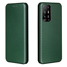 Leather Case Stands Flip Cover Holder L02Z for Oppo F19 Pro+ Plus 5G Green