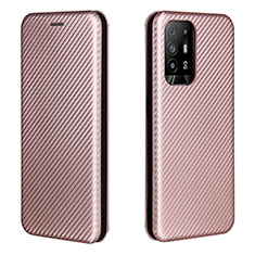 Leather Case Stands Flip Cover Holder L02Z for Oppo F19 Pro+ Plus 5G Rose Gold