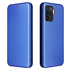 Leather Case Stands Flip Cover Holder L02Z for Oppo Reno5 F Blue