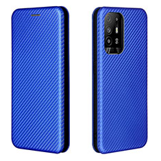 Leather Case Stands Flip Cover Holder L02Z for Oppo Reno5 Z 5G Blue