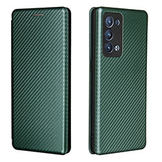 Leather Case Stands Flip Cover Holder L02Z for Oppo Reno6 Pro 5G Green