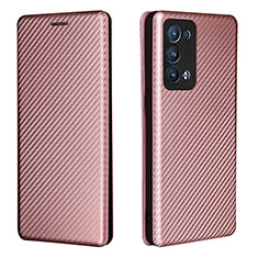 Leather Case Stands Flip Cover Holder L02Z for Oppo Reno6 Pro 5G Rose Gold